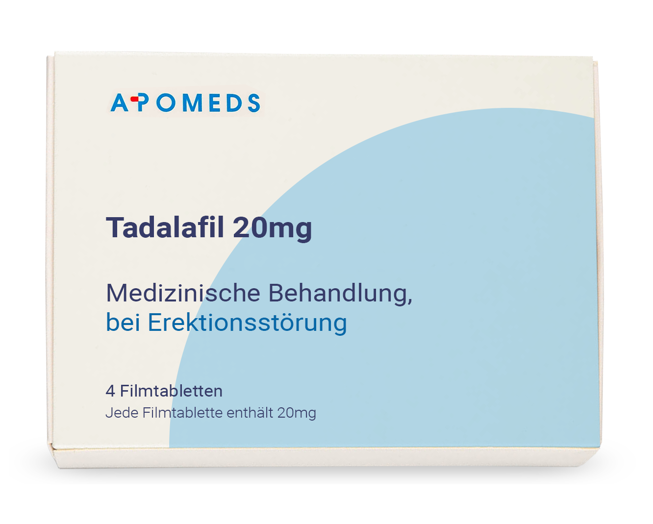 Packung Tadalafil 20 mg mit 4 Filmtabletten